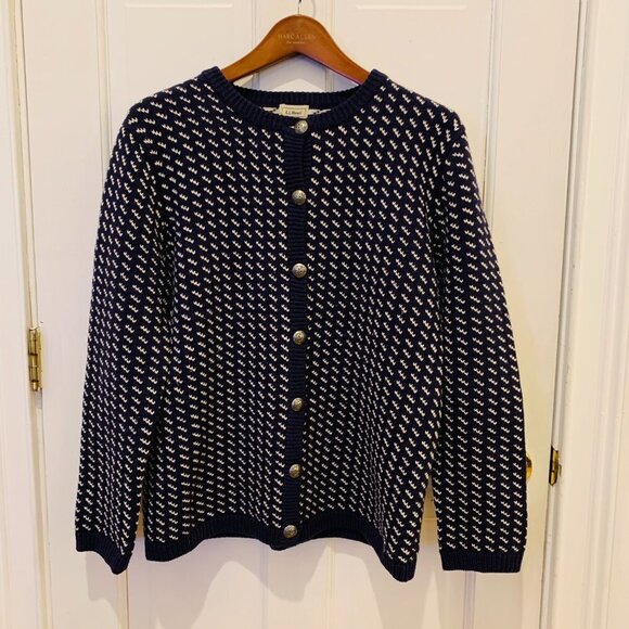 COPY - Vintage LL Bean Wool Norwegian Birdseye Women's Cardigan Sweater Jumper - Picture 5 of 10